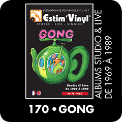 Discographie Gong, Magick Brother, Continental Circus, Camembert Electrique, Flying Teapot (Radio Gnome Invisible Part 1), Angel’s Egg (Radio Gnome Invisible Part 2), You, Shamal, Gazeuse!, Live Etc, Gong Est Mort, Expresso II, The Mystery And The History Of The Planet Gong, Live Au Bataclan 1973
